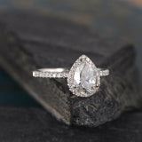 2ct Pear Cut VVS1 D Diamond Solitaire Engagement Ring 14k White Gold Finish