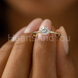0.2ct Round Cut Moissanite Minimalist Women Engage Ring 14k Yellow Gold Plated