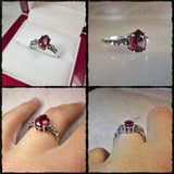 1.6ct Pear Pink Ruby Vintage Inspired Filigree Solitaire Ring 14k WhiteGold Over