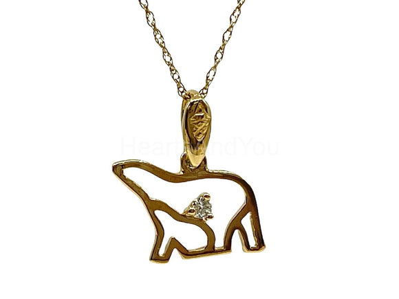 0.02ct Round Cut Moissanite Polar Bear Pendant 14k Yellow Gold Plated NO CHAIN