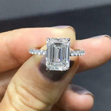 1.7ct Emerald Cut Diamond Engagement Ring 14k WhiteGold Finish Accents Solitaire