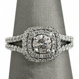 3.5ct Round Cut Diamond Dual Halo Engagement Ring 14K White Gold Over Split Band