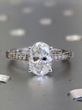 2.2ct Oval Simulated Diamond Solitaire with Accents Ring 14k White Gold Plated