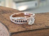 2.3ct Engagement Ring Round Cut Diamond Solitaire with Accent 14k Rose Gold Over