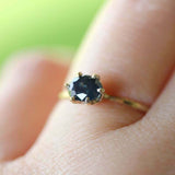 1ct Oval Cut Blue Sapphire Engagement Ring 6 Prong Solitaire 14k YellowGold Over