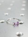 0.5ct Baguette Cut Simulated Purple Amethyst Trilogy Ring 14k White Gold Plated