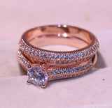 3ct Round Cut Diamond Engagement Ring 14k Rose Gold Finish Bridal Set Promise