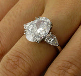 4.5ct Oval Cut Cocktail Trilogy Engagement Ring 14K White Gold Over Pear Accents