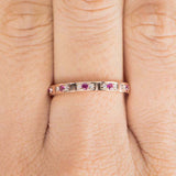 0.9ct Round Cut Pink Ruby Wedding Band Ring Half Eternity 14k Rose Gold Finish