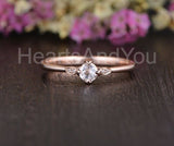 0.3ct Round Cut Moissanite Minimalist Women Engagement Ring 14k WhiteGold Plated