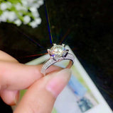 2.3ct Engagement Ring Round Cut Diamond Iced Cluster Accent 14k WhiteGold Finish