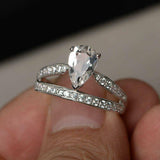 Crown Design Engagement Ring 2ct Pear Cut VVS1D Diamond 18k White Gold Finish