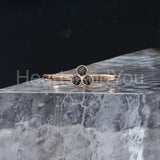 0.3ct Round Simulated Black Diamond Inverted Trilogy Ring 14k Yellow Gold Plated