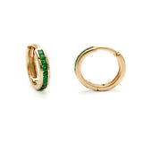 0.7ct Round Cut Green Emerald Classic Hoop Earrings Women 14k Yellow Gold Finish