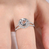 Halo Split Shank Engagement Ring 1.9ct Round Cut Diamond 14k White Gold Finish