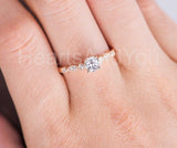0.55ct Round Cut Moissanite Milgrain Women Engagement Ring 14k Rose Gold Plated
