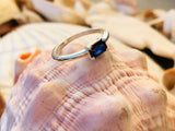 1ct Engagement Ring Radiant Cut Blue Sapphire Solitaire 14k White Gold Finish