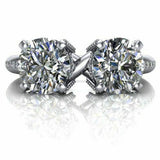 3Ct Round Cut Diamond Two Stone Cocktail Engagement Ring 18K White Gold Finish