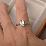 1ct Emerald Cut Morganite Engagement Ring Braided Solitaire 14k White Gold Over