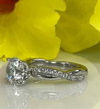 1.5ct Round Cut Diamond Infinity Solitaire Engagement Ring 14k White Gold Finish