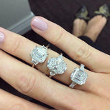 4ct Oval Cut Diamond Engagement Ring 14k White Gold Finish Pear Accent Trilogy