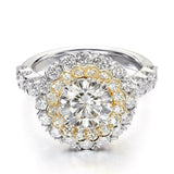 4Ct Round Cut Diamond Dual Halo Floral Engagement Ring 14K White Gold Finish