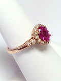 2Ct Oval Cut Pink Sapphire Diamond Vintage Engagement Ring 14K Rose Gold Finish