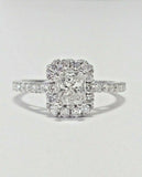 2Ct Radiant Cut Diamond Halo Engagement Ring 14K White Gold Finish Round Accents