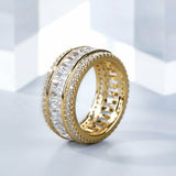 6Ct Radiant Cut Diamond Round Edges Eternity Wedding Band 14K Yellow Gold Finish