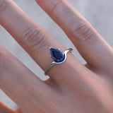 2Ct Pear Cut Blue Sapphire Stylish Solitaire Engagement Ring 14K White Gold Over