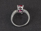 2.1ct Pear Cut Pink Ruby Curved Stackable Design Ring 14k White Gold Finish