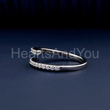 0.5ct Round Cut Moissanite Open Cuff Bypass Wedding Band 14k White Gold Plated
