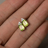2ct Emerald Cut Green Peridot Diamond Elegant Stud Earrings 14k WhiteGold Finish