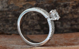Accents Solitaire Engagement Ring 2.5ct Round Cut Diamond 18k White Gold Finish