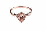 1.75ct Engagement Ring Pear Cut Peach Morganite Halo 14k Rose Gold Finish