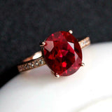 2.2ct Oval Cut Pink Ruby Diamond Accents Solitaire Ring 14k Rose Gold Finish