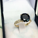 2ct Engagement Ring Round Cut Diamond Solitaire with Accents 14k YellowGold Over