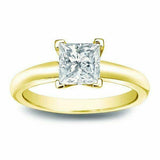 1.5ct Princess Cut DVVS1 Diamond Solitaire Engagement Ring 18K Yellow Gold Over