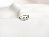 0.2ct Round Cut Moissanite Open Leaf Women Engagement Ring 14k White Gold Plated