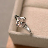 2ct Engagement Ring Oval Cut Morganite Split Shank Trilogy 14k White Gold Finish