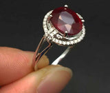 2.3ct Engagement Ring Oval Cut Pink Ruby Halo Split Shank 14k White Gold Finish