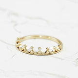 Princess Crown Engagement Ring 0.35ct Round Cut Diamond 14k Yellow Gold Finish