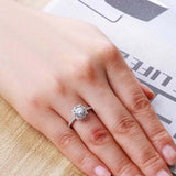 1.7ct Round Cut Diamond Halo Solitaire with Accents Ring 14k White Gold Finish