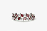 2.2ct Wedding Band Marquise Round Cut Pink Ruby Cluster 14k White Gold Finish