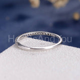 0.3ct Round Cut Moissanite Minimalist Women Wedding Band 14k White Gold Plated