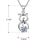 0.7ct Round Cut VVS1D Diamond Pendant Cat Design 14k White Gold Finish NO CHAIN