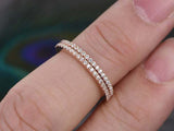 1.5ct Round Cut Diamond Stackable Half Eternity Wedding Bands 14k Rose Gold Over
