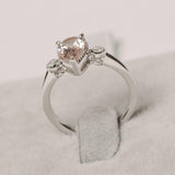 1.6ct Pear Cut Morganite Engagement Ring Milgrain Trilogy 14k White Gold Finish