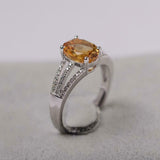 2.4ct Engagement Ring Oval Cut Yellow Citrine Split Shank 14k White Gold Finish