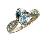 2.3ct Oval Cut Blue Aquamarine Solitaire with Accent Ring 14k Yellow Gold Finish